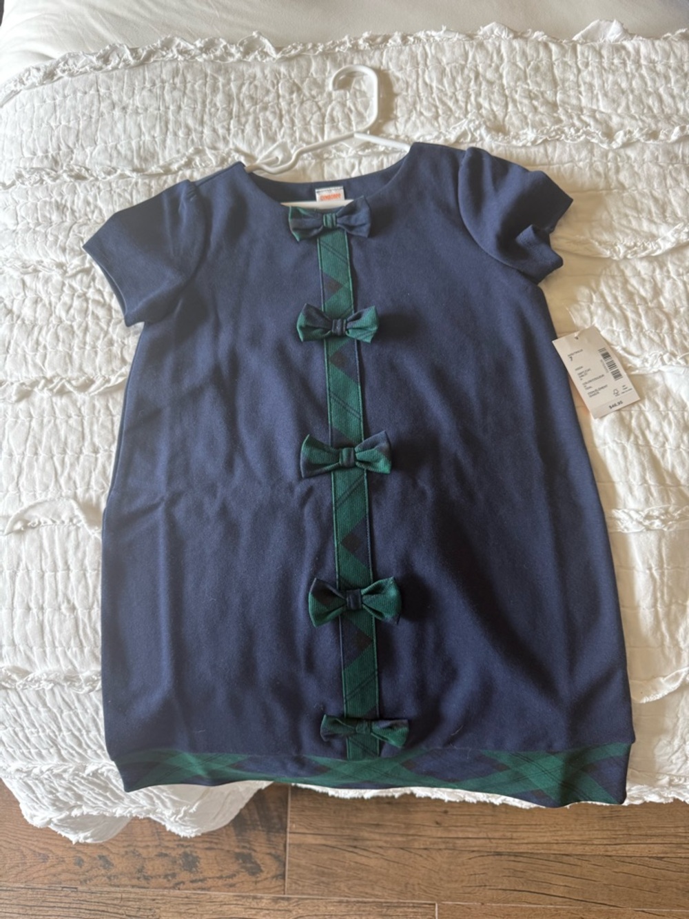 Girls Navy Blue Bow-Accent Dress Top
